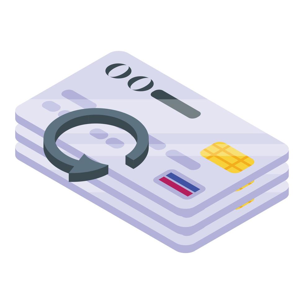 Purchase history credit cards icon, isometric style vector