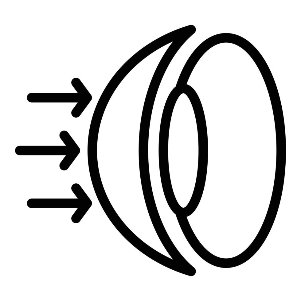 icono de lente de ojo, estilo de contorno vector