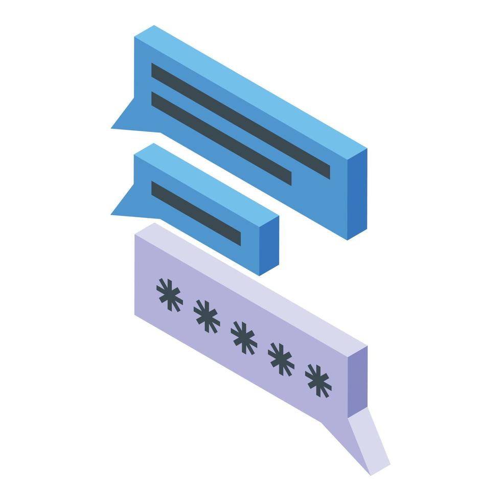 Privacy chat icon, isometric style vector