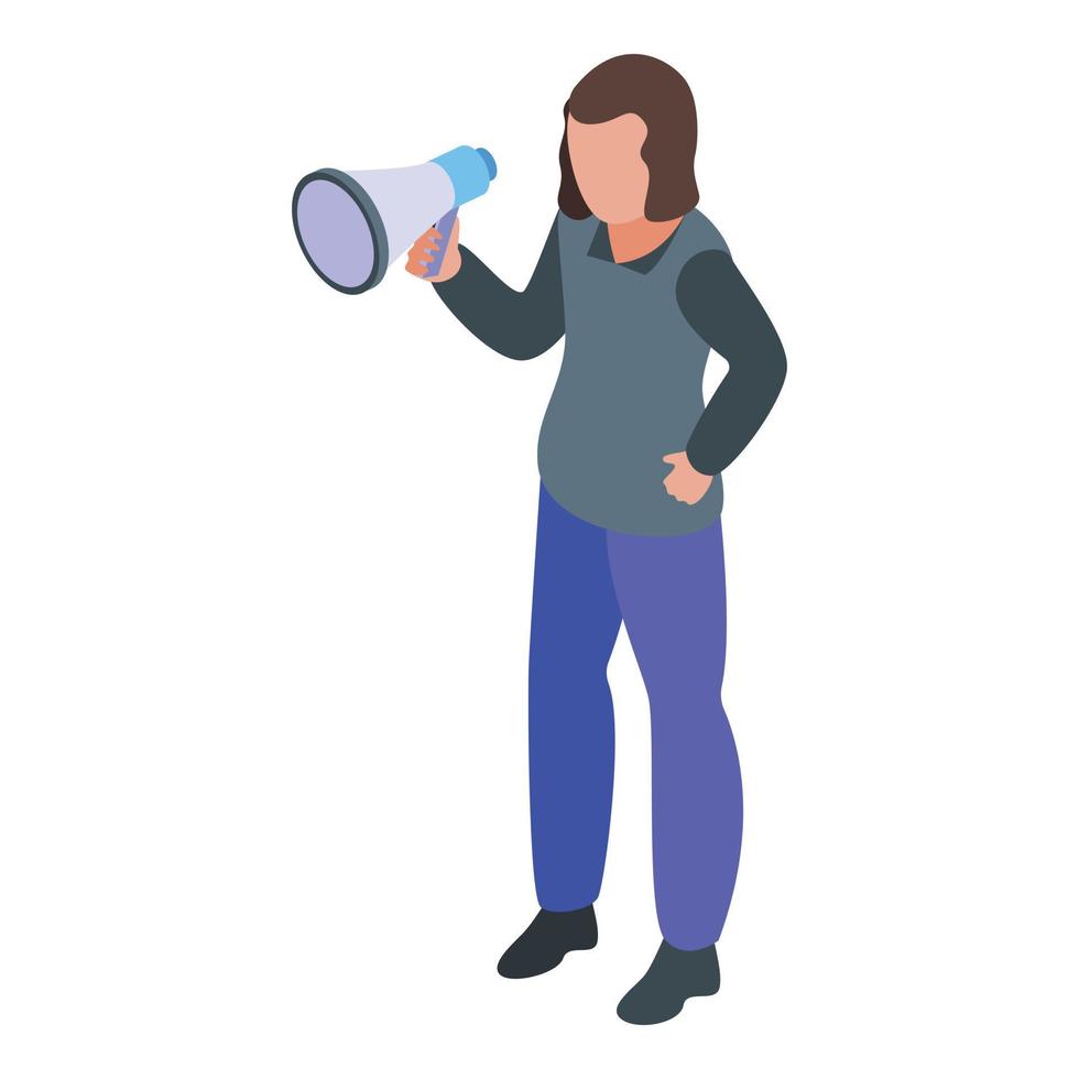 Disobedient protest girl icon, isometric style vector