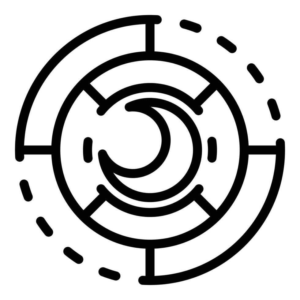 luna en círculo en icono de círculo, estilo de esquema vector