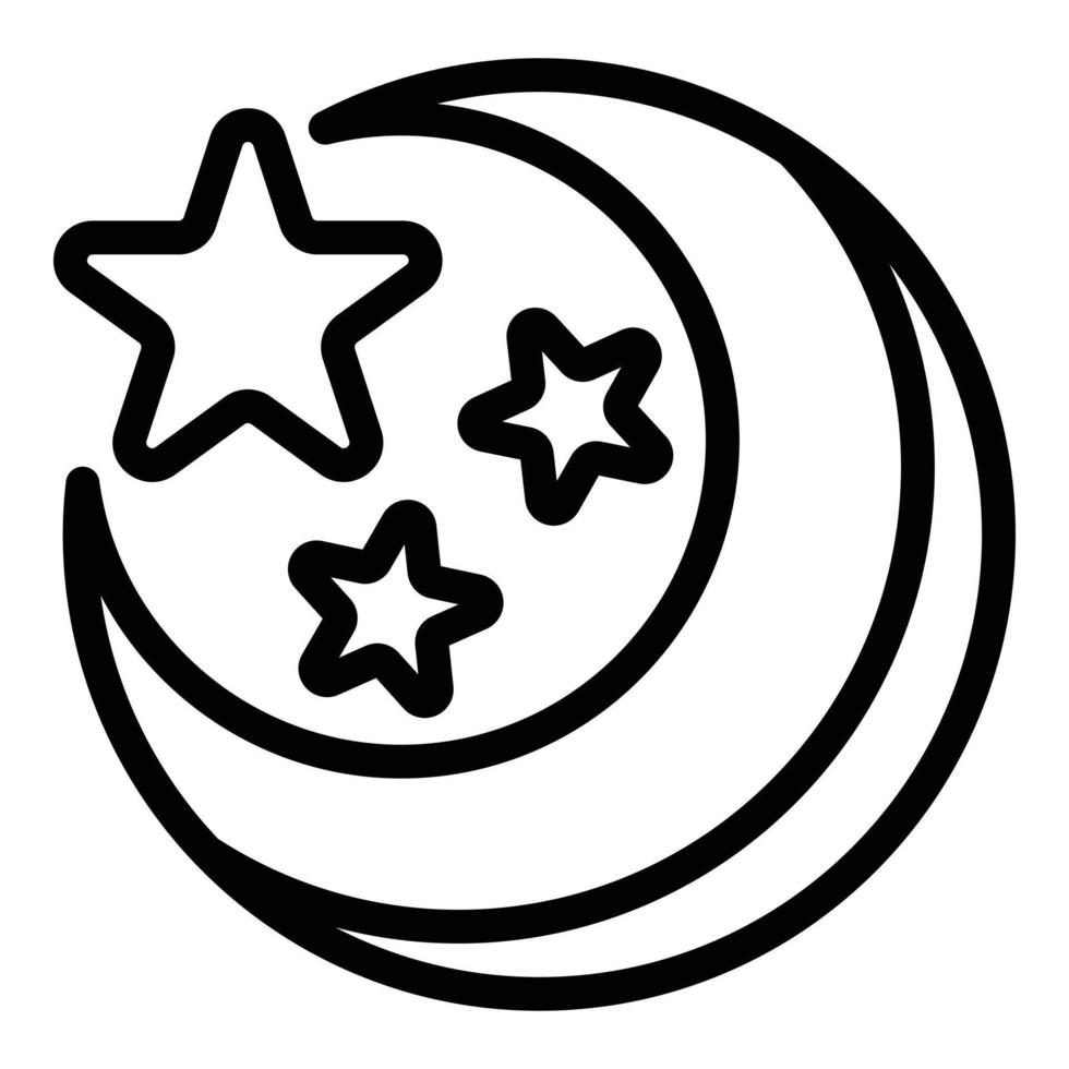 icono de estrellas de la luna espacial, estilo de esquema vector