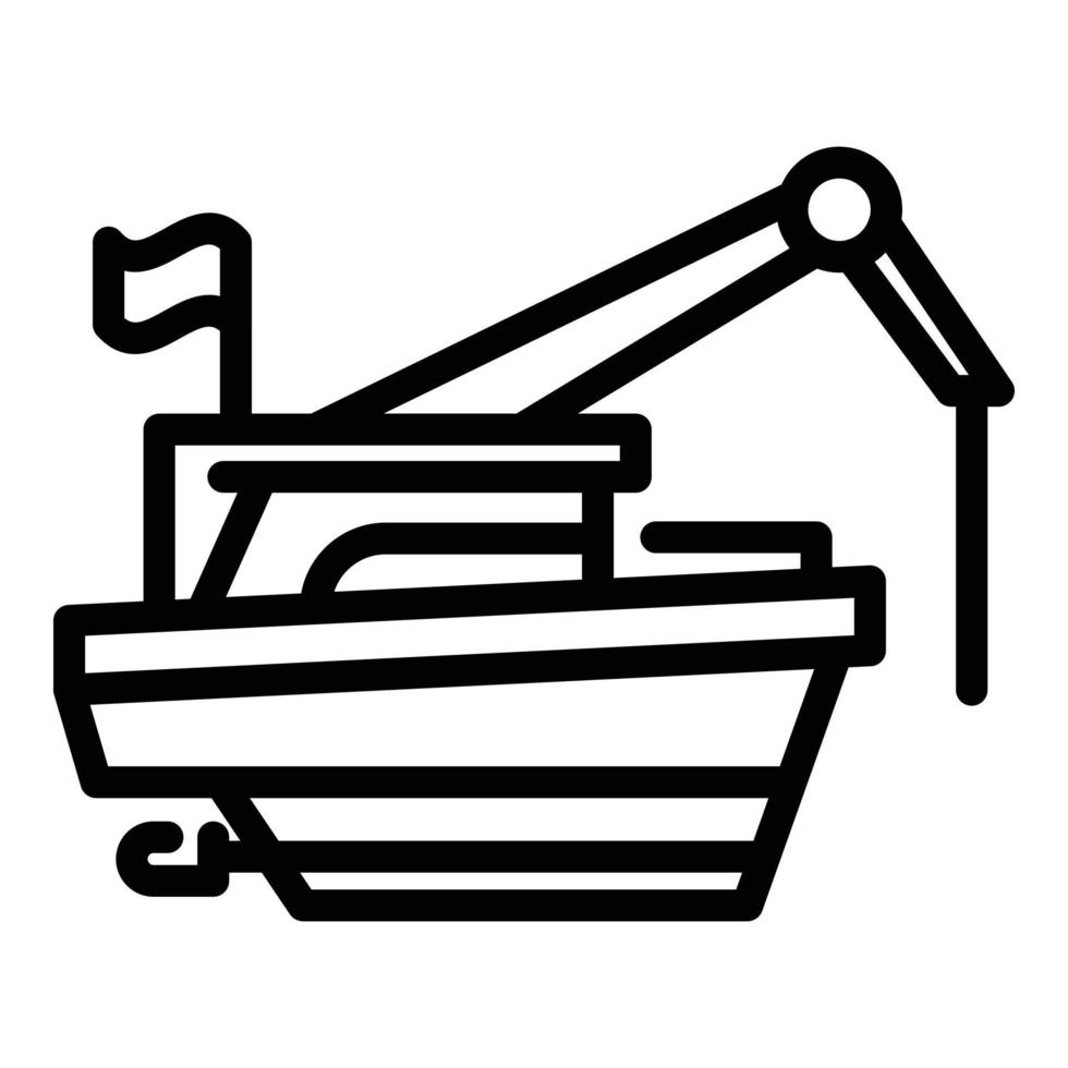 Cargo fishing boat icon, outline style vector