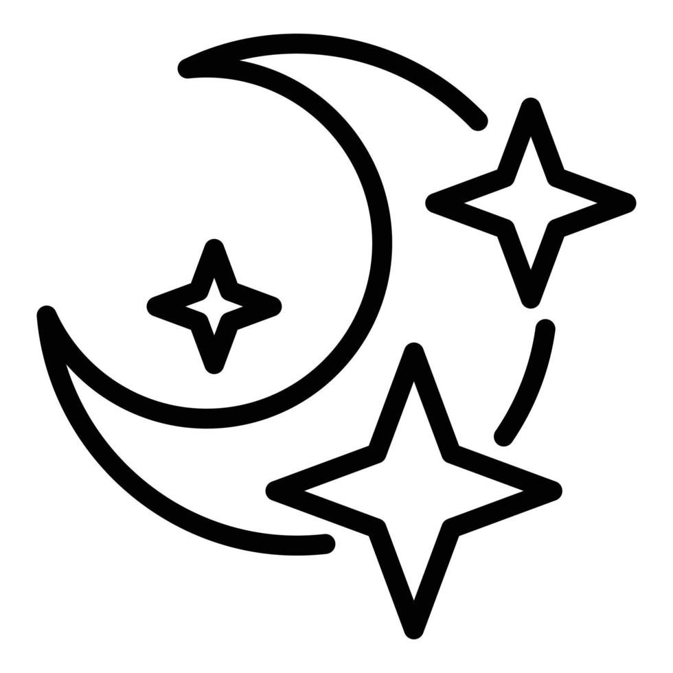 icono de estrellas de la luna del cielo, estilo de contorno vector