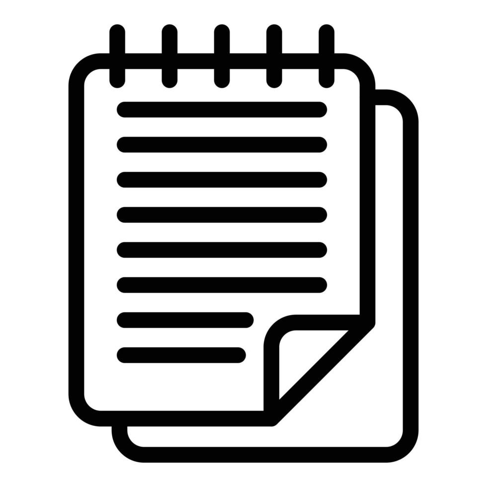 Writing notebook icon, outline style vector