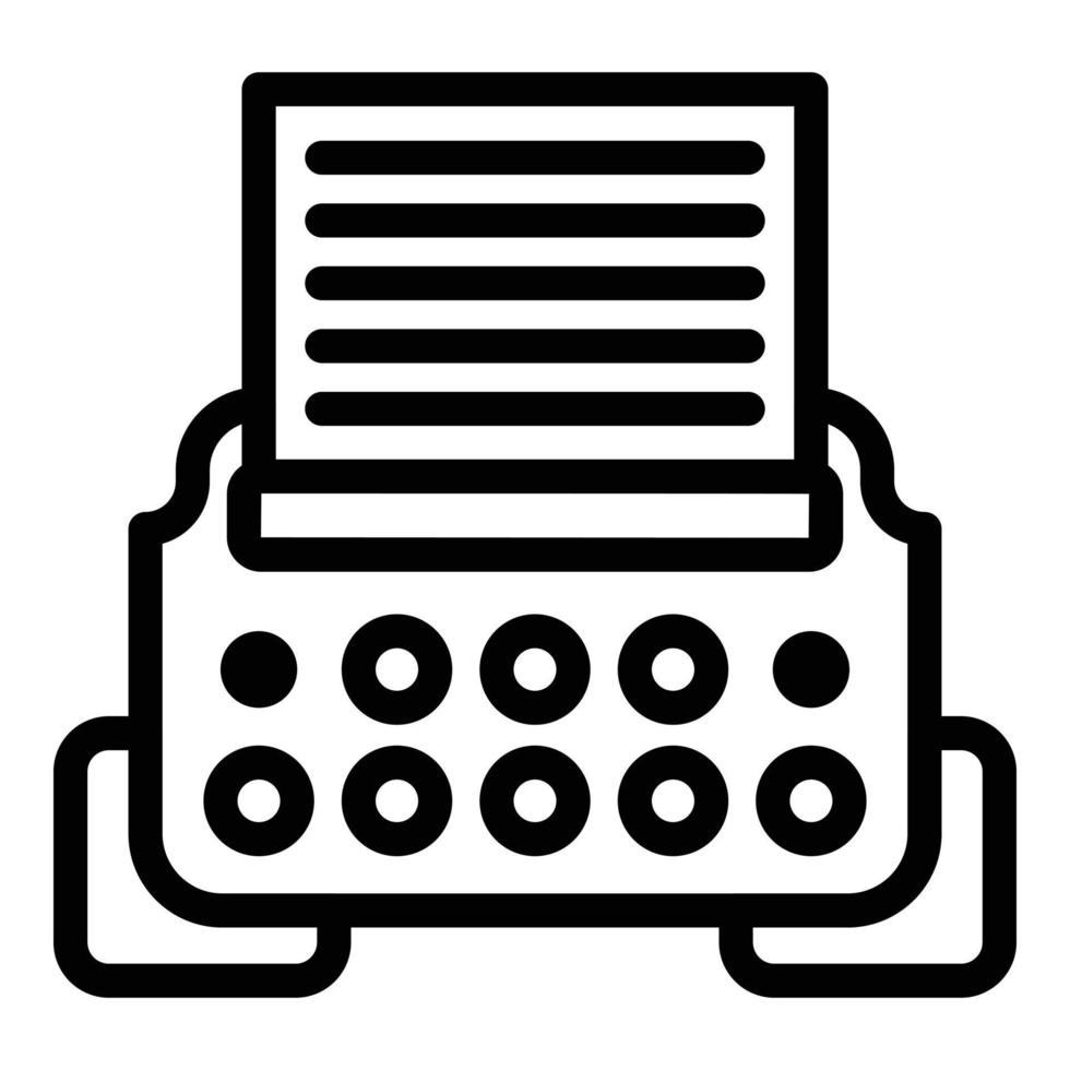 Typewriter icon, outline style vector