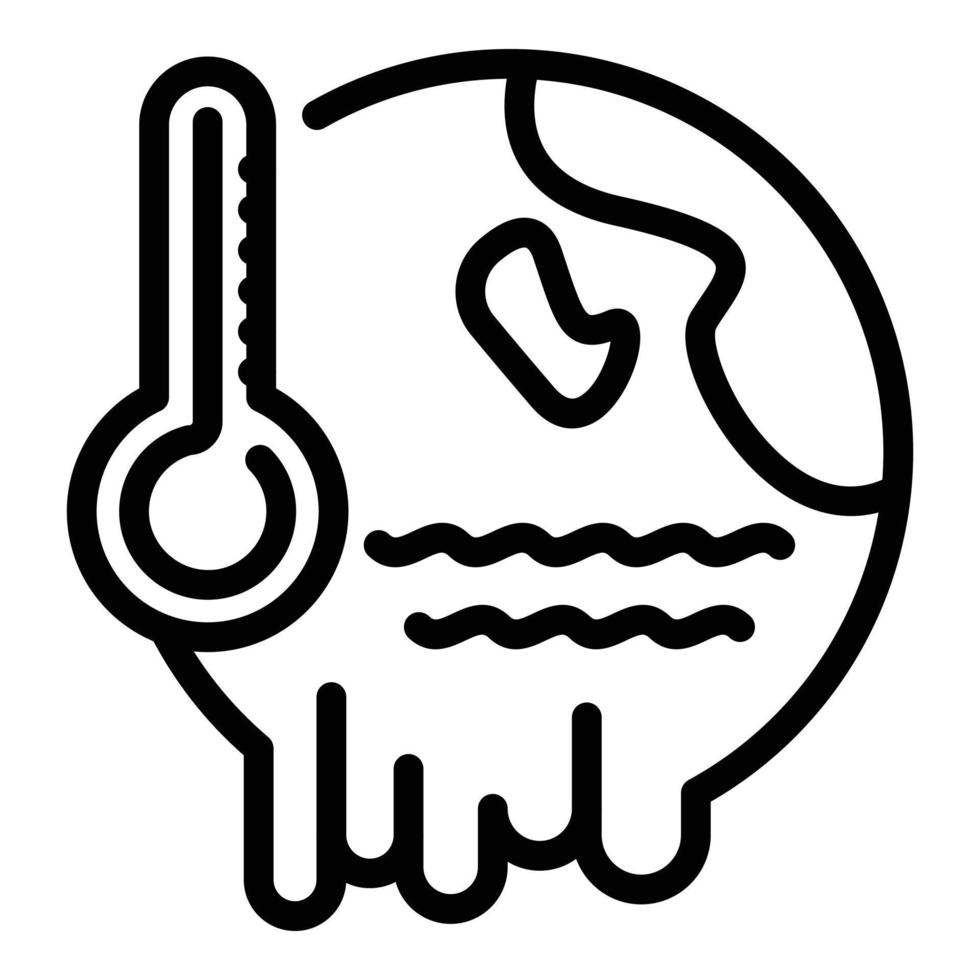 Earth warming icon, outline style vector