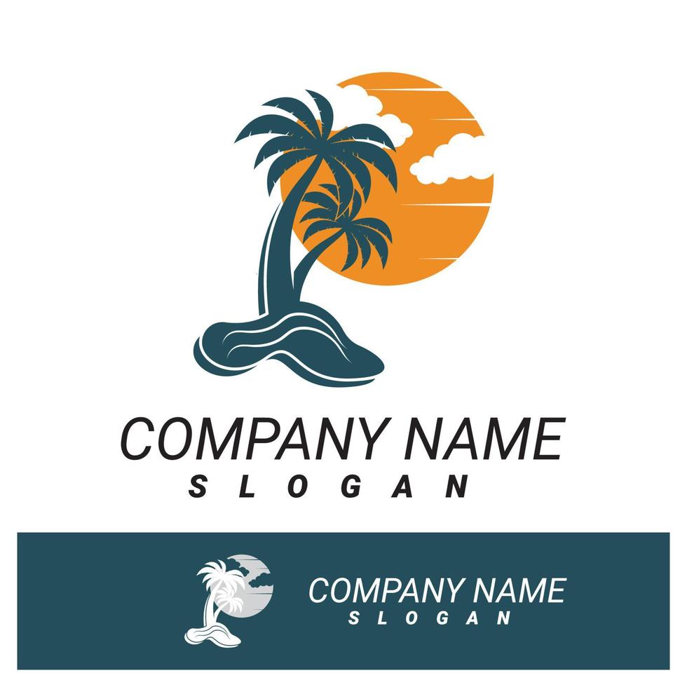 Palm tree summer logo template vector