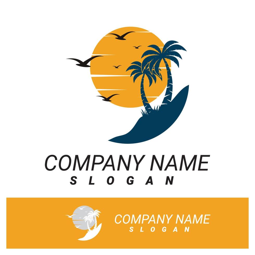 Palm tree summer logo template vector