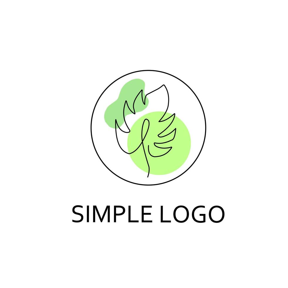 Monstera leaf line art logo design with minimalism style vector