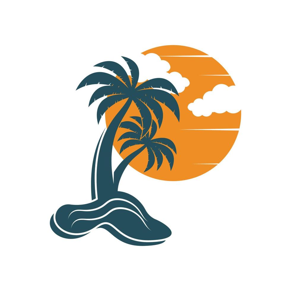 Palm tree summer logo template vector