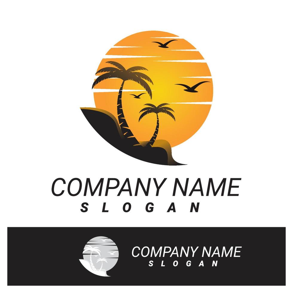 Palm tree summer logo template vector