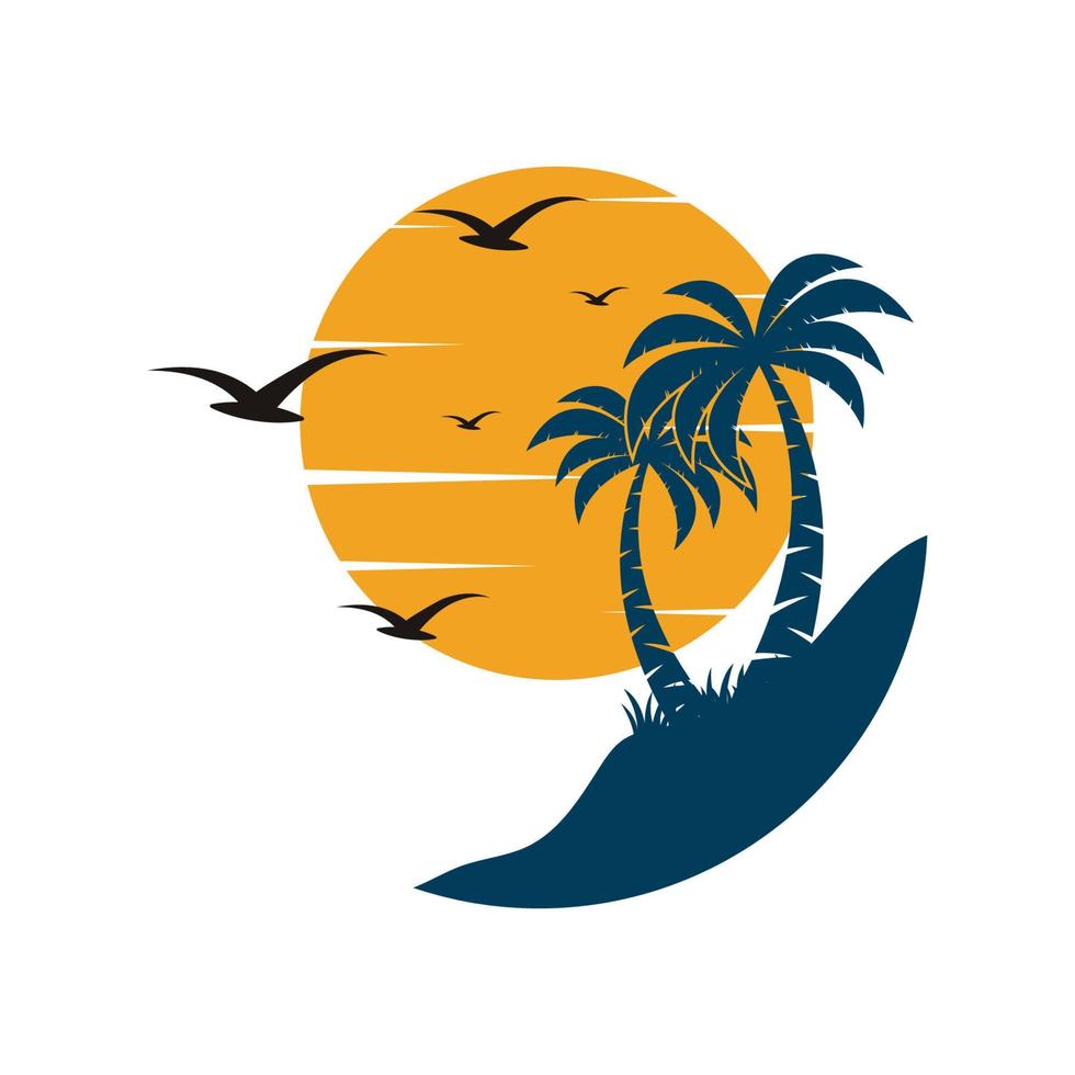 Palm tree summer logo template vector