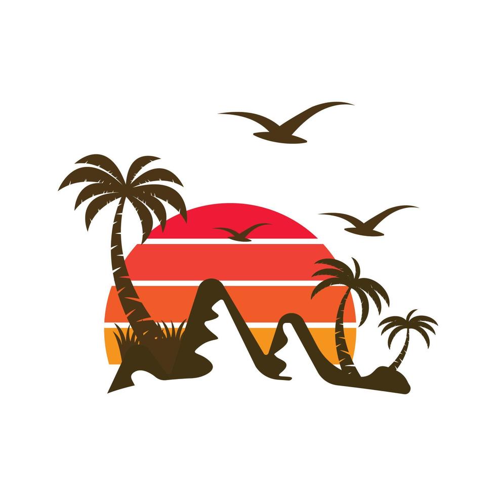 Palm tree summer logo template vector