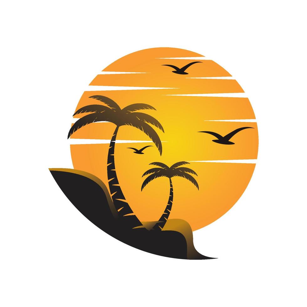 Palm tree summer logo template vector