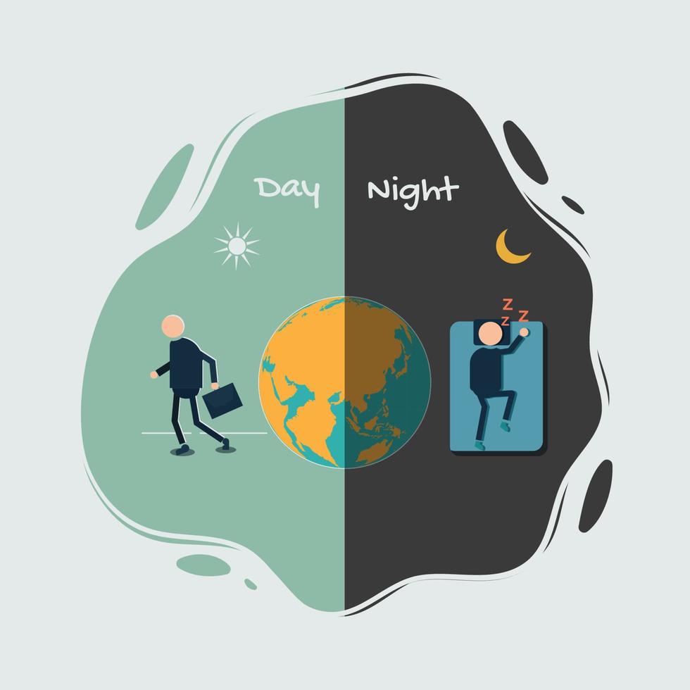 personas con ilustración de vector de concepto de día y noche