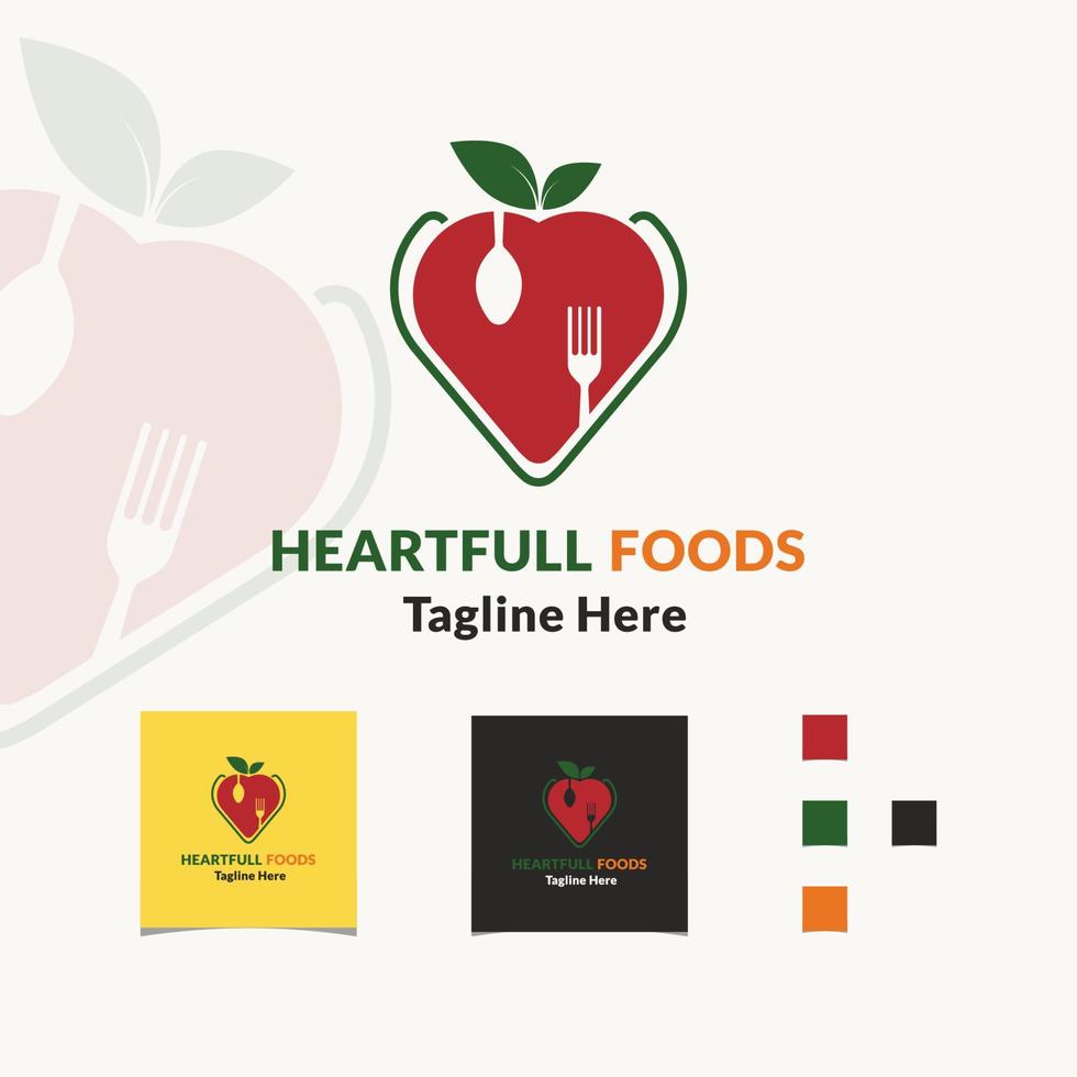 Heart shaped  with spoon and fork design vector illustration, heart healthy food logo concept