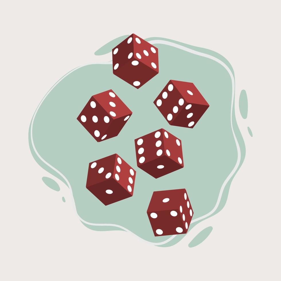 Six red dice design vector Illustration