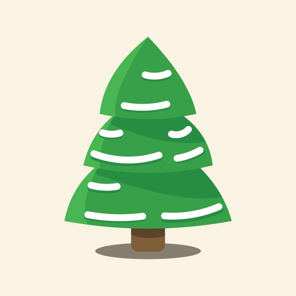 vector de árboles de Navidad de dibujos animados, pinos para tarjetas de felicitación, invitación, banner, web. árbol de símbolo tradicional de año nuevo y navidad con guirnaldas, bombilla, estrella. vacaciones de invierno. iconos