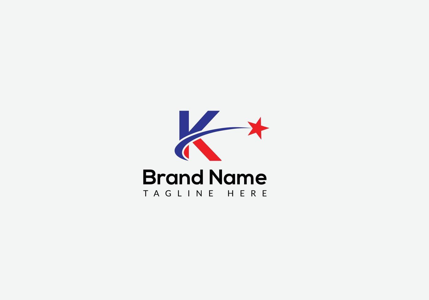 Star Logo On Letter K Template. Star Logo On K Letter, Initial Star Sign Concept Template vector