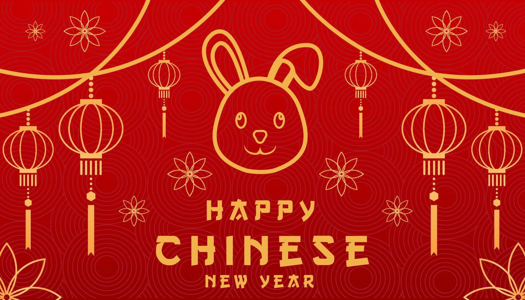 flat background for chinese new year design in line arts vector