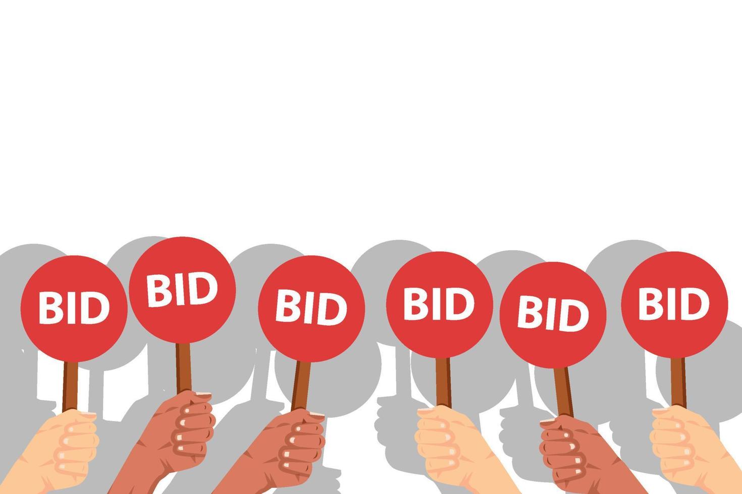 flat design auction bids illustration vector