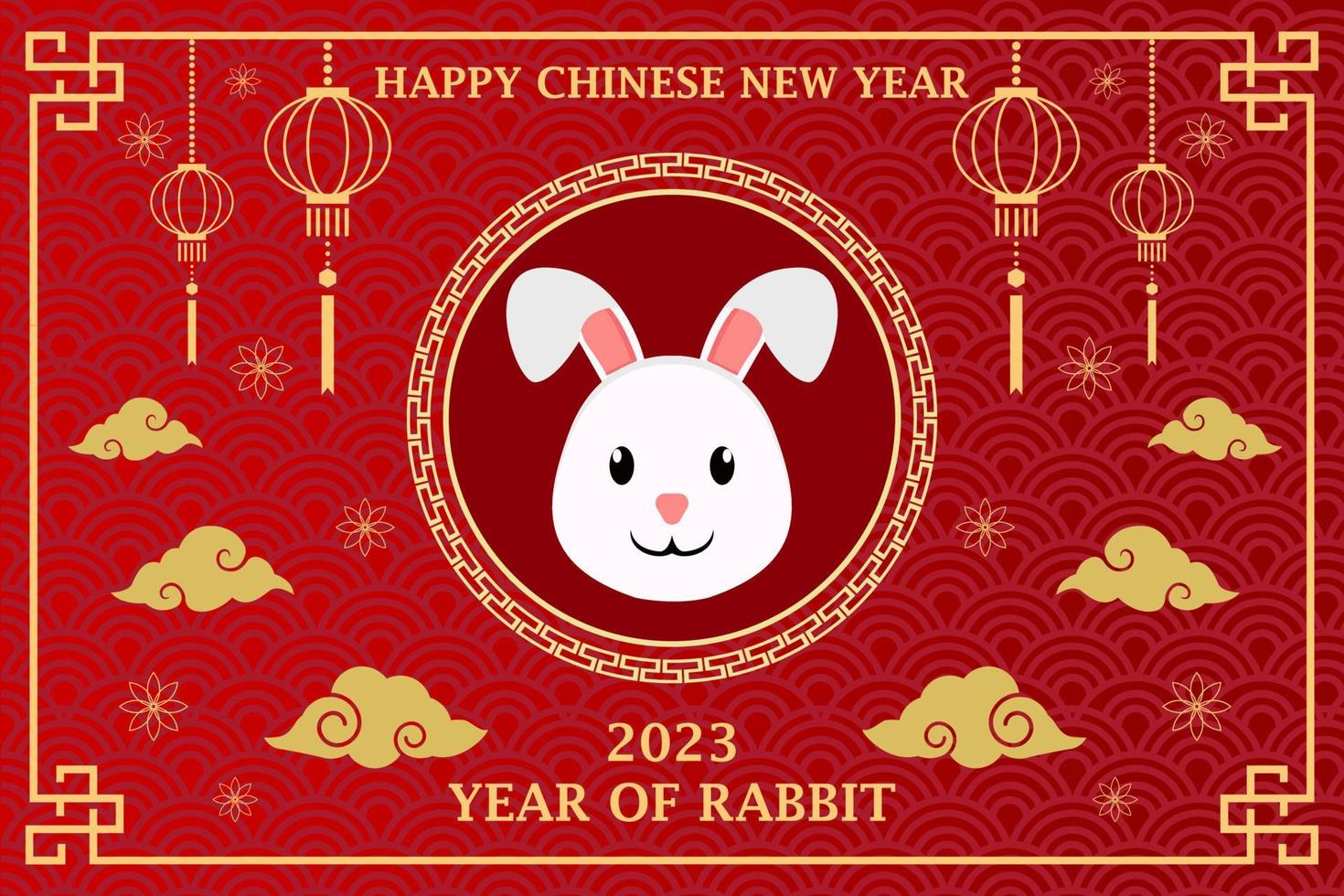 flat banner for chinese new year 2023 year of rabbit vector