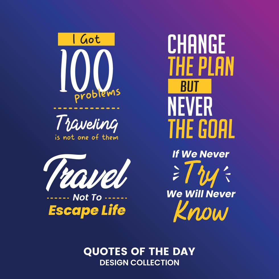 Set of positive quote lettering. Motivation phrases collection vector