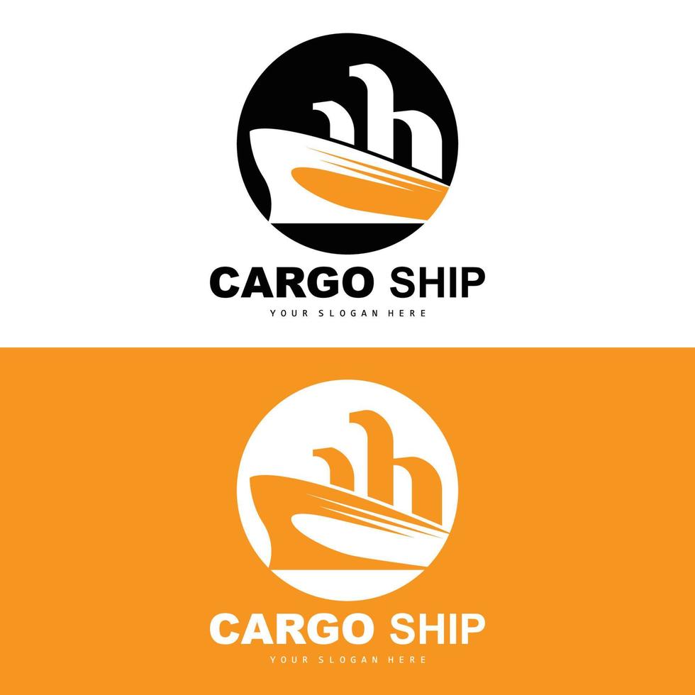 Cargo Ship Logo, Fast Cargo Ship Vector, Sailboat, Design For Ship Manufacturing Company, Waterway Sailing, Marine Vehicles, Transport, Logistics vector