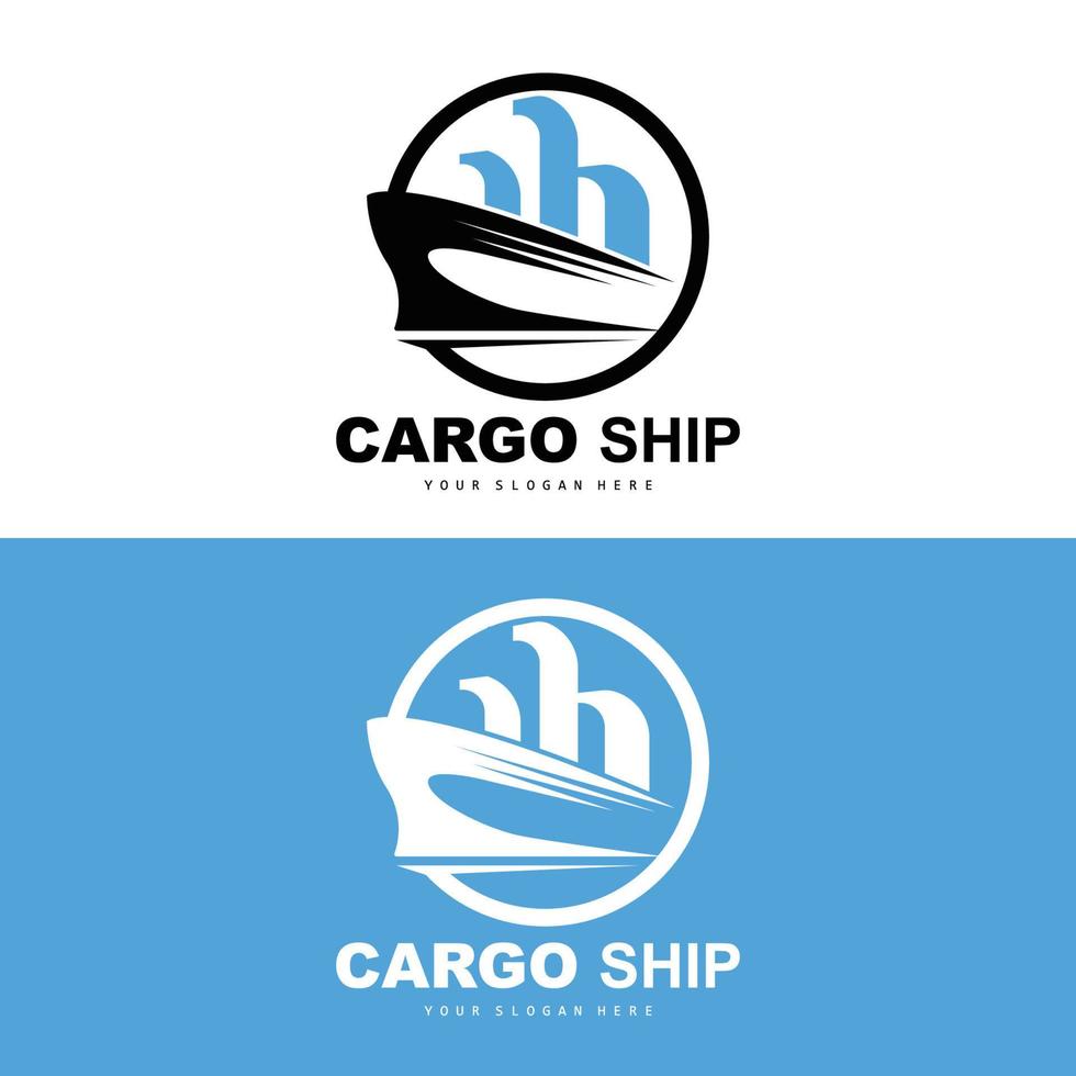 Cargo Ship Logo, Fast Cargo Ship Vector, Sailboat, Design For Ship Manufacturing Company, Waterway Sailing, Marine Vehicles, Transport, Logistics vector