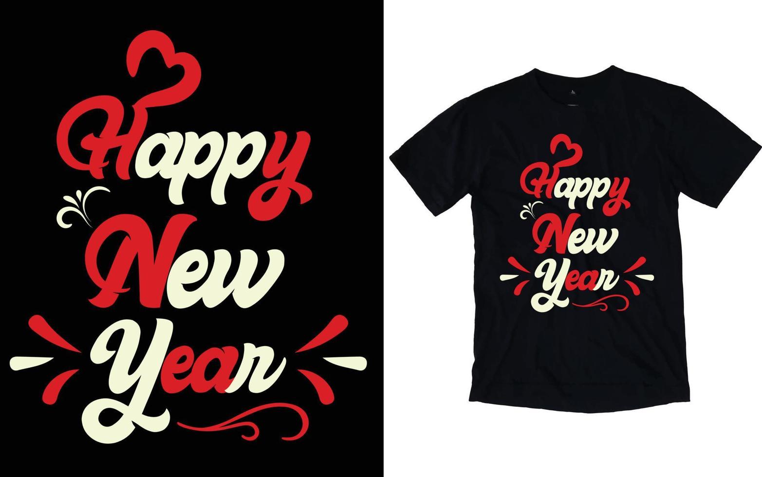 Happy New Year Typography T-shirts vector