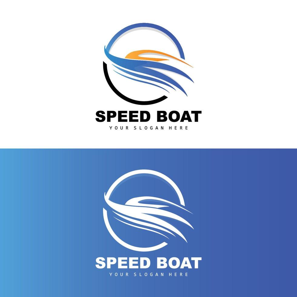 Speed Boat Logo, Fast Cargo Ship Vector, Sailboat, Design For Ship Manufacturing Company, Waterway Shipping, Marine Vehicles, Transportation vector