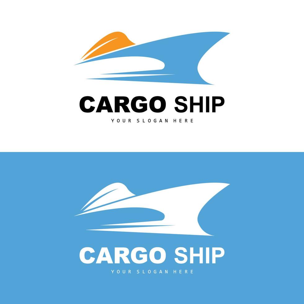 logotipo de buque de carga, vector de buque de carga rápida, velero, diseño para empresa de fabricación de buques, navegación fluvial, vehículos marinos, transporte, logística