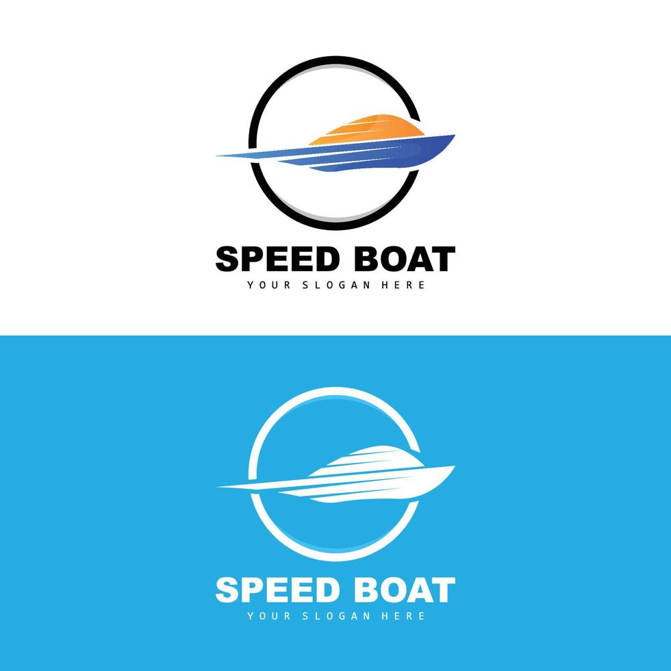 Speed Boat Logo, Fast Cargo Ship Vector, Sailboat, Design For Ship Manufacturing Company, Waterway Shipping, Marine Vehicles, Transportation vector