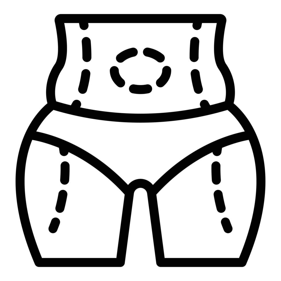 icono de cirugía plástica del cuerpo femenino, estilo de esquema vector