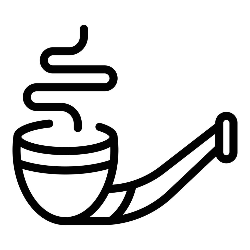 Wood smoking pipe icon, outline style vector