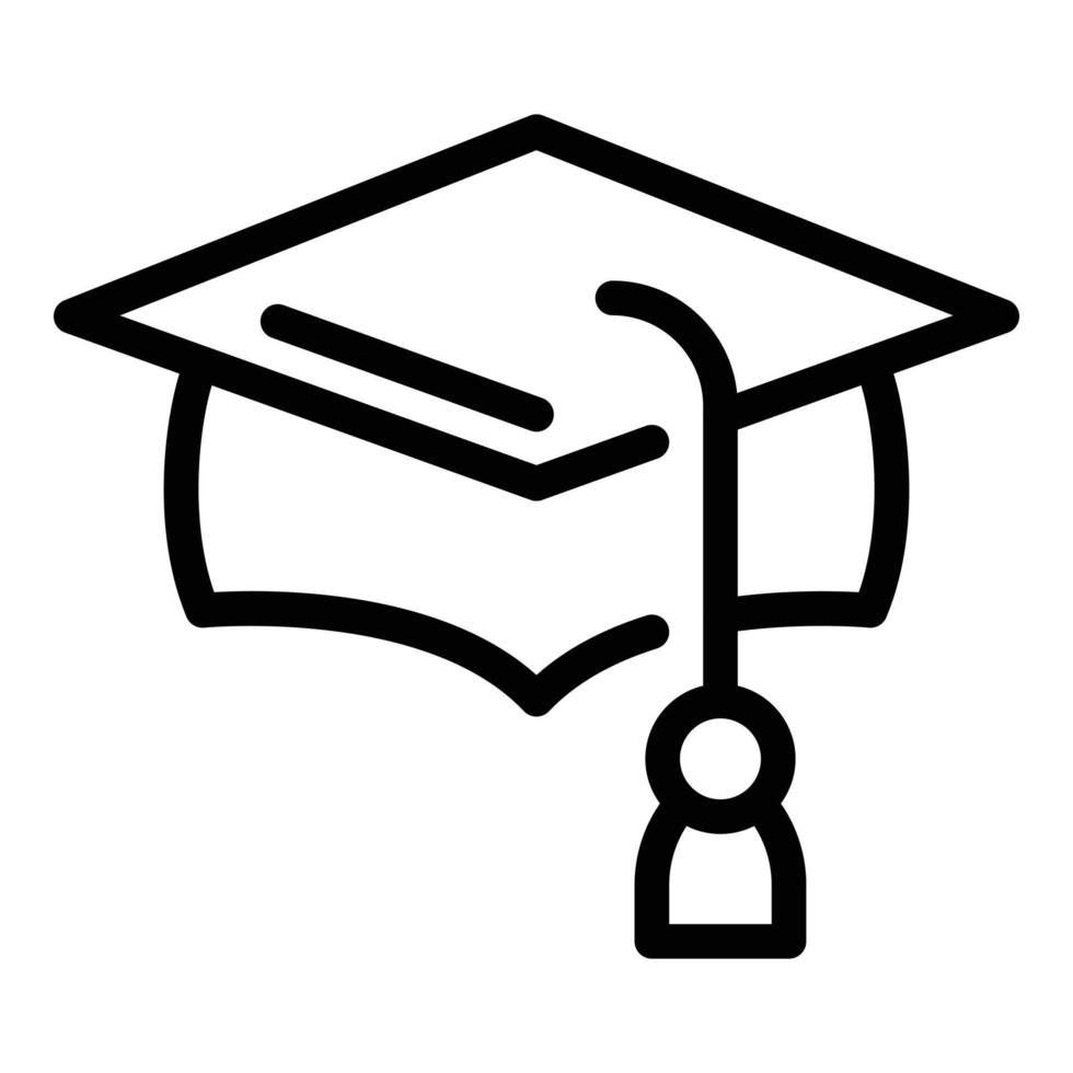 Textile graduation hat icon, outline style vector