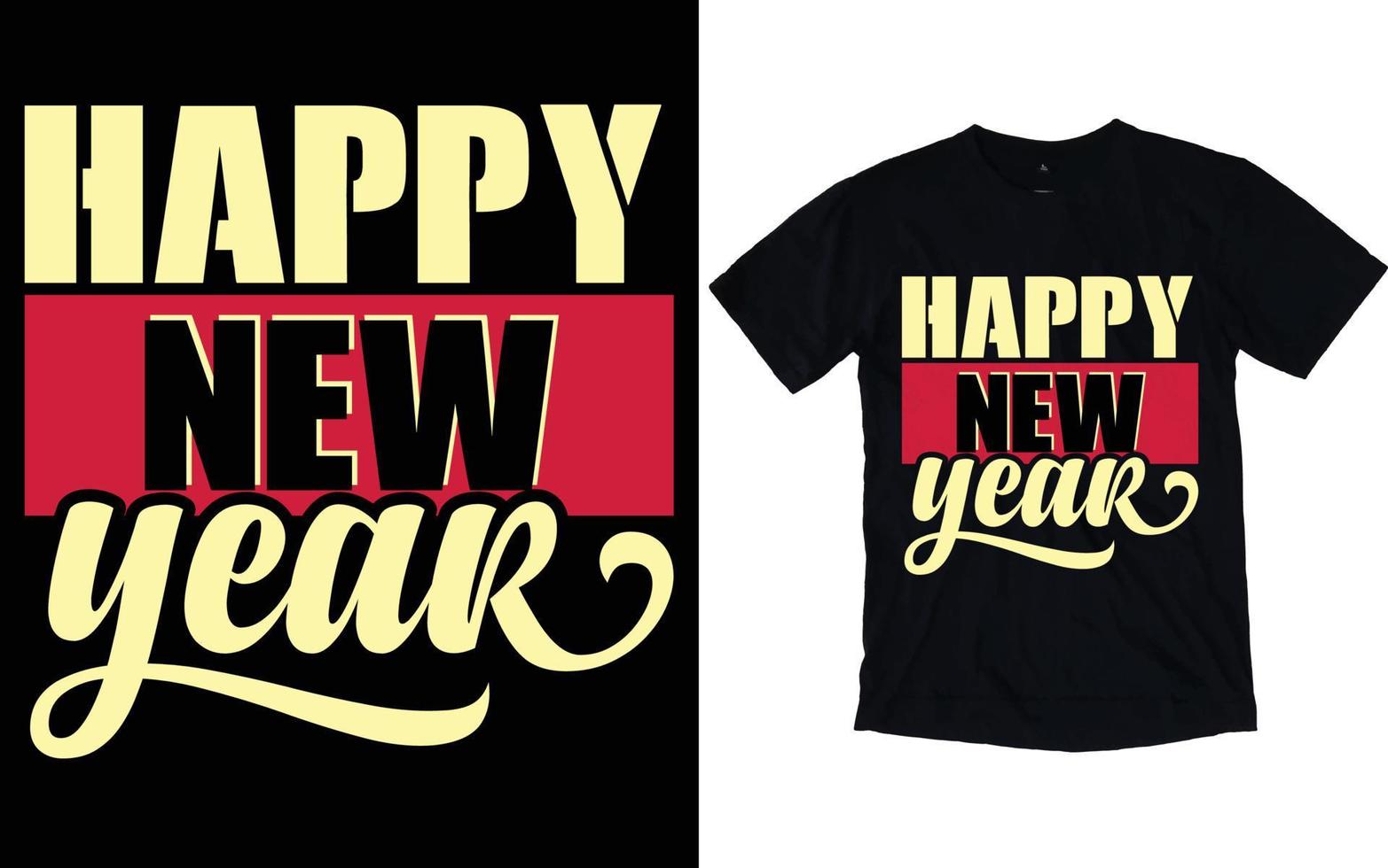 feliz año nuevo tipografía camisetas vector