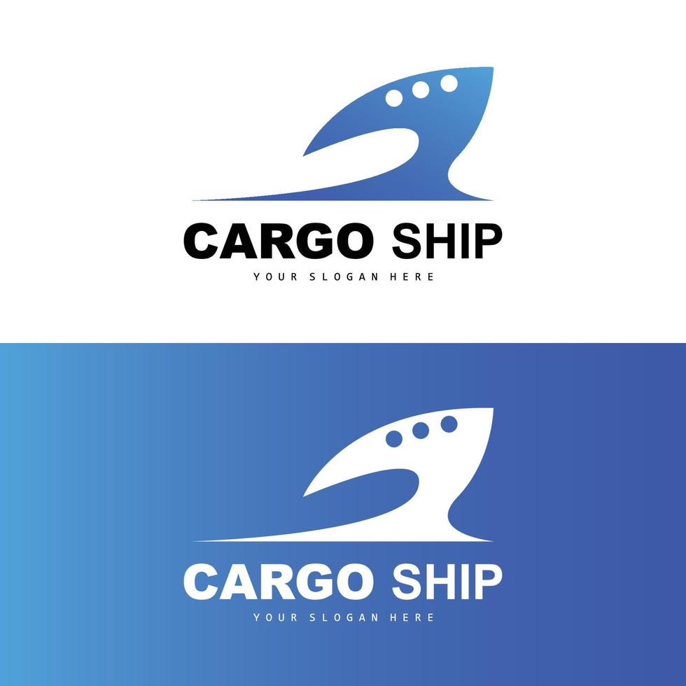 Cargo Ship Logo, Fast Cargo Ship Vector, Sailboat, Design For Ship Manufacturing Company, Waterway Sailing, Marine Vehicles, Transport, Logistics vector