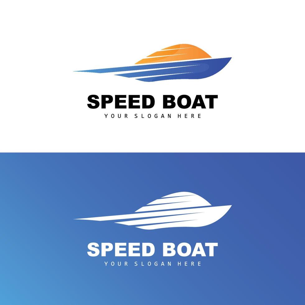 logotipo de lancha rápida, vector de carga rápida, velero, diseño para la empresa de fabricación de barcos, transporte marítimo, vehículos marinos, transporte