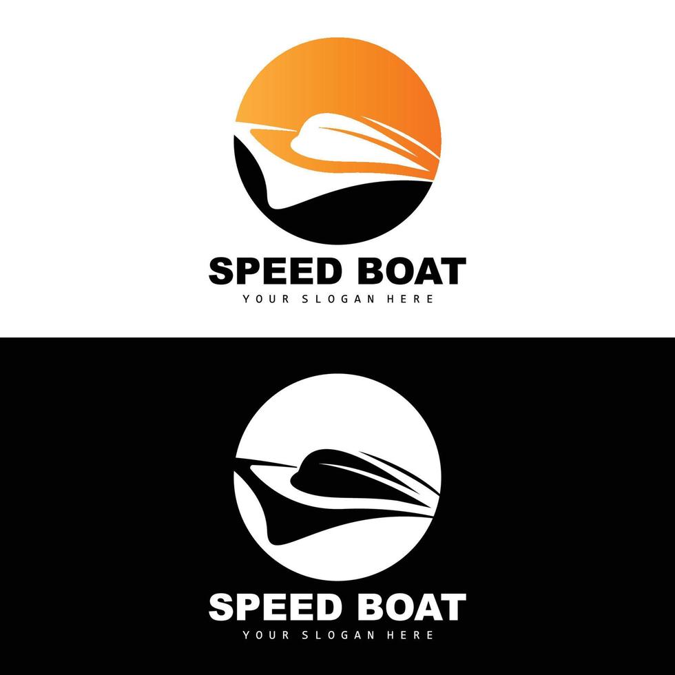 logotipo de lancha rápida, vector de carga rápida, velero, diseño para la empresa de fabricación de barcos, transporte marítimo, vehículos marinos, transporte