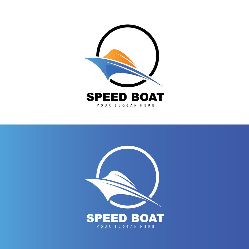 Speed Boat Logo, Fast Cargo Ship Vector, Sailboat, Design For Ship Manufacturing Company, Waterway Shipping, Marine Vehicles, Transportation vector
