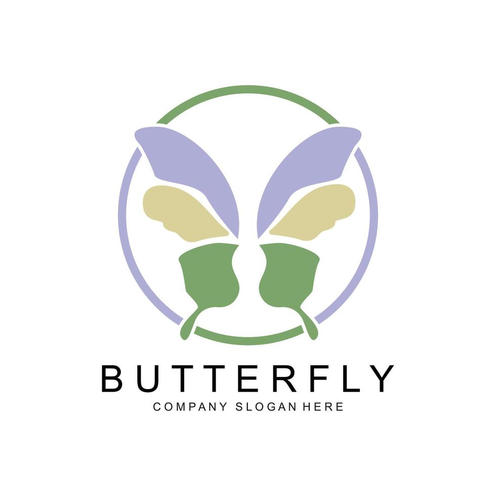 Butterfly Logo Design, Beautiful Flying Animal, Company Brand Icon Illustration, Screen Printing, Salon vector