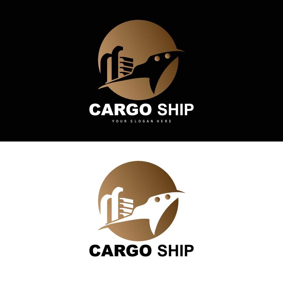 Cargo Ship Logo, Fast Cargo Ship Vector, Sailboat, Design For Ship Manufacturing Company, Waterway Sailing, Marine Vehicles, Transport, Logistics vector