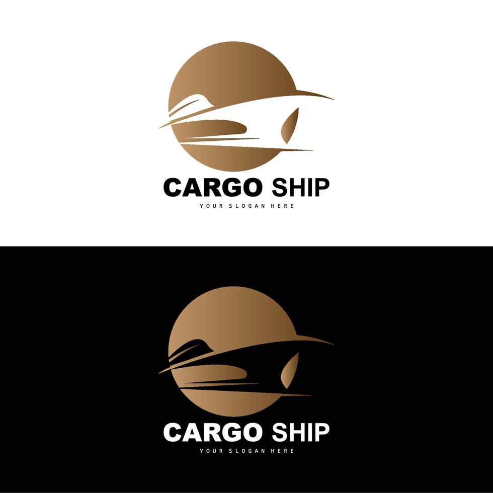 Cargo Ship Logo, Fast Cargo Ship Vector, Sailboat, Design For Ship Manufacturing Company, Waterway Sailing, Marine Vehicles, Transport, Logistics vector