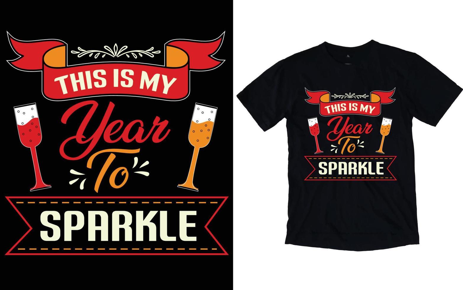 Happy New Year Typography T-shirts vector