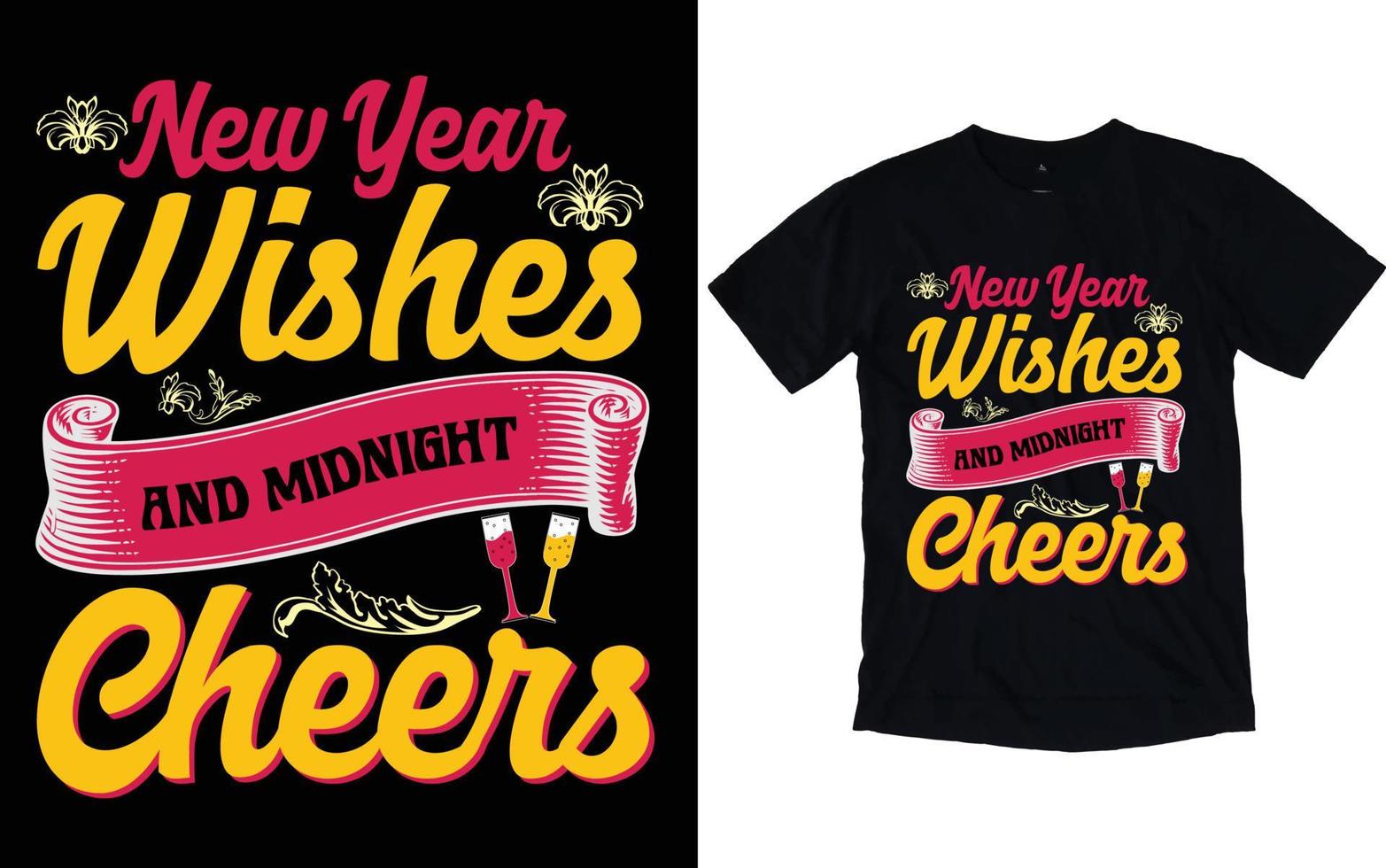 Happy New Year Typography T-shirts vector