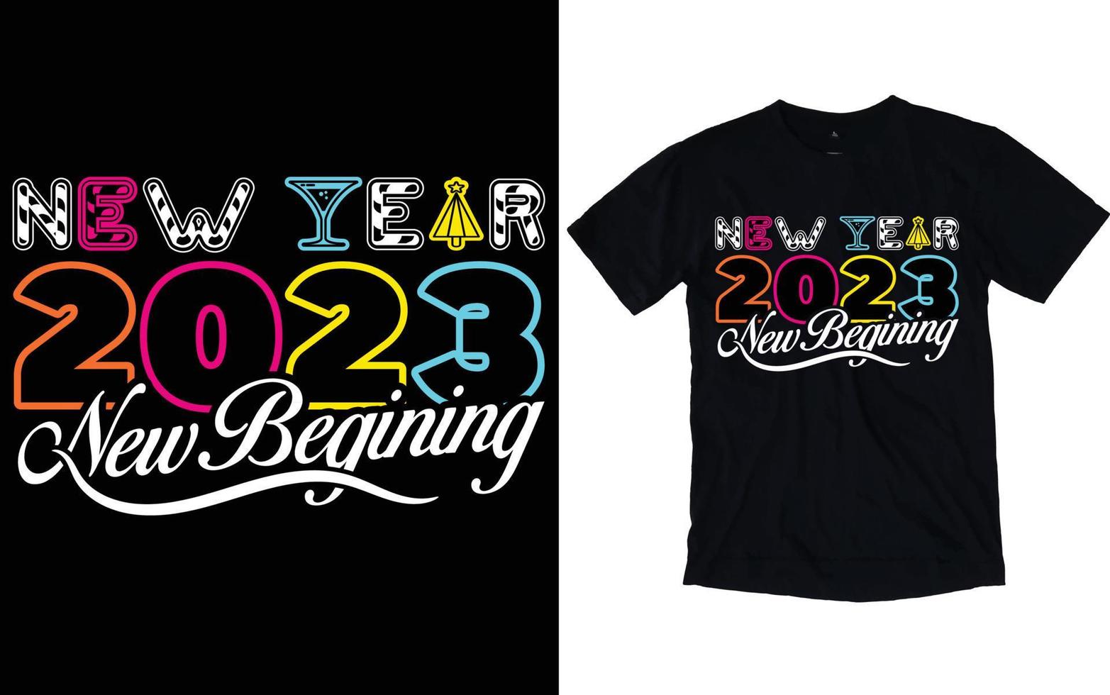 Happy New Year Typography T-shirts vector