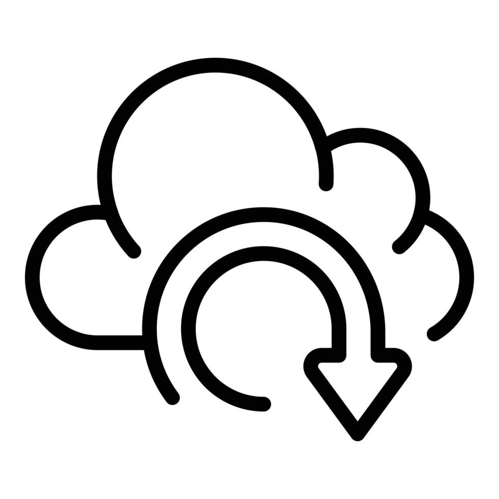 icono de nube de datos de recuperación, estilo de contorno vector