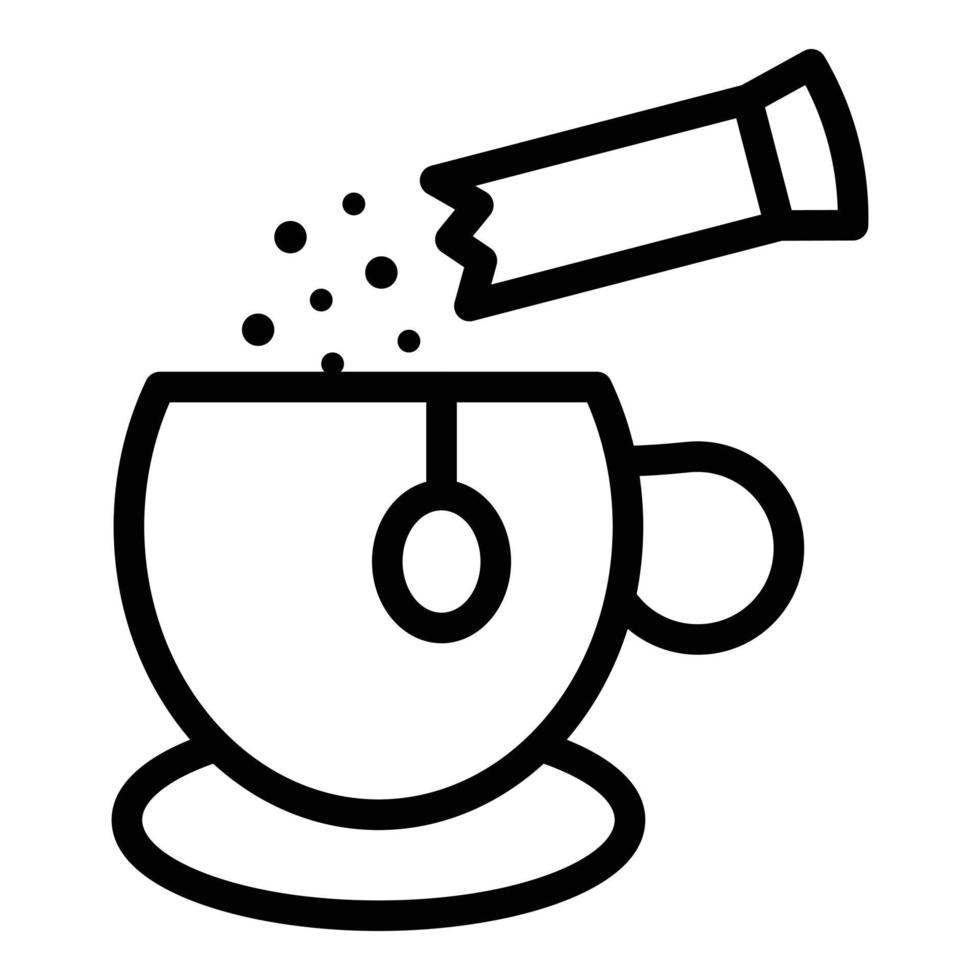 Sugar stick tea cup icon, outline style vector